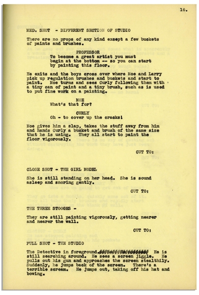 Moe Howard's 29pp. Script Dated January 1935 for The Three Stooges Film ''Pop Goes the Easel'' -- Very Good Condition